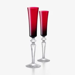 Wine, Champagne & Water Glasses|Baccarat Mille Nuits Flutissimo Flutes Red