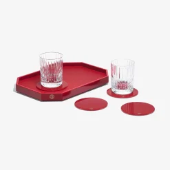 Trays & Coasters|Baccarat Octogone Tray S & Coaster X4 & Harmonie Tumblers | United States Red
