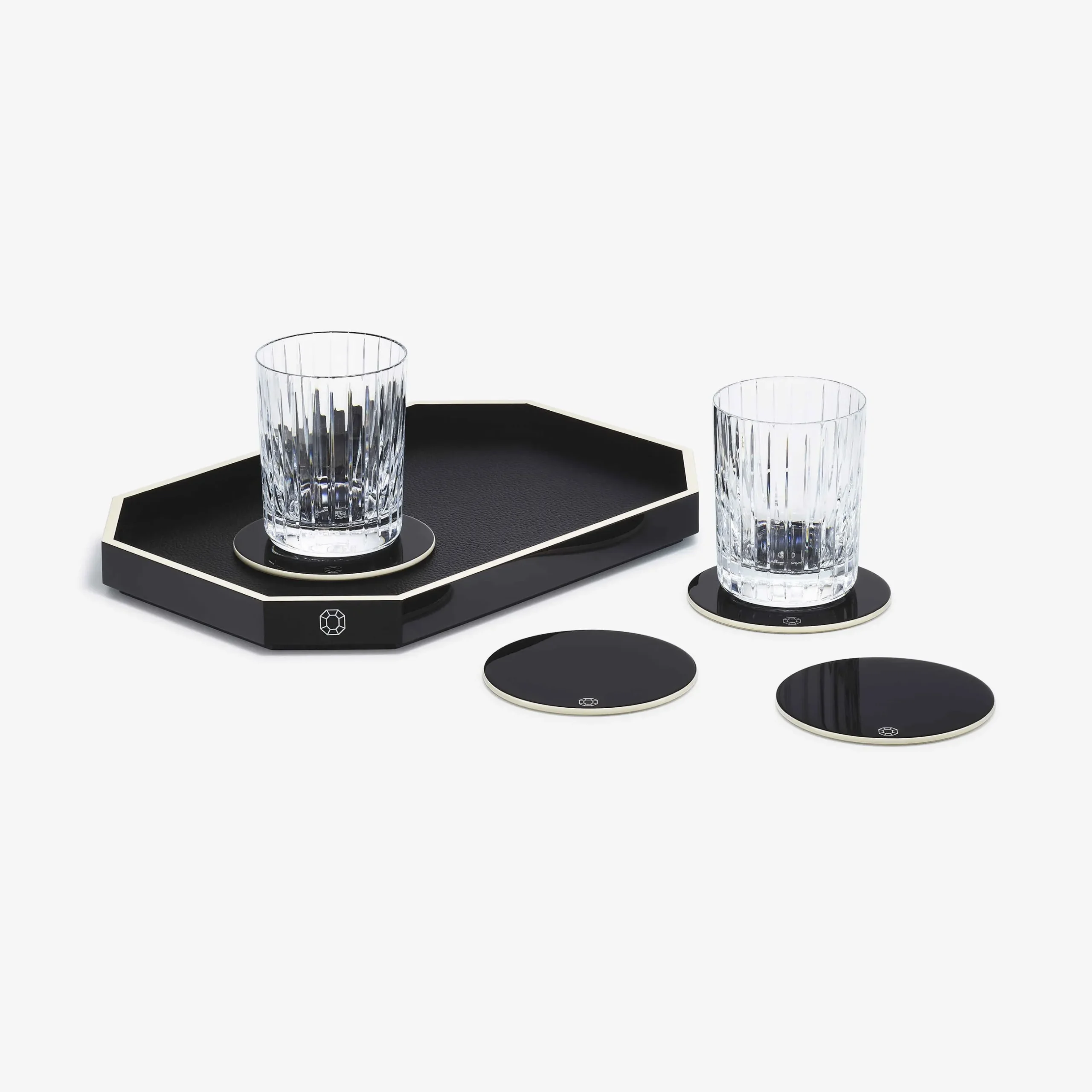 Trays & Coasters|Baccarat Octogone Tray S & Coaster X4 & Harmonie Tumblers | United States Red