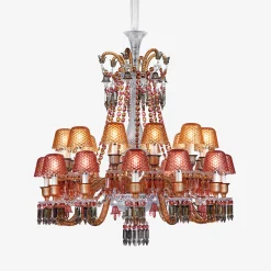 Chandeliers|Baccarat Zénith Faunacrystopolis Chandelier Pink & Champagne (24L)